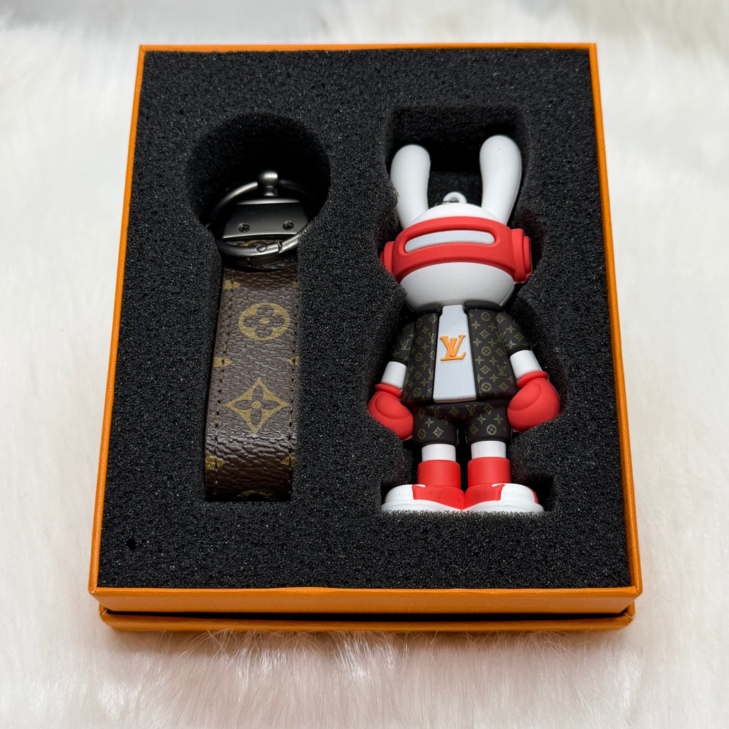 Louis Vuitton Bunny & Leather Strap Keychain |Red|