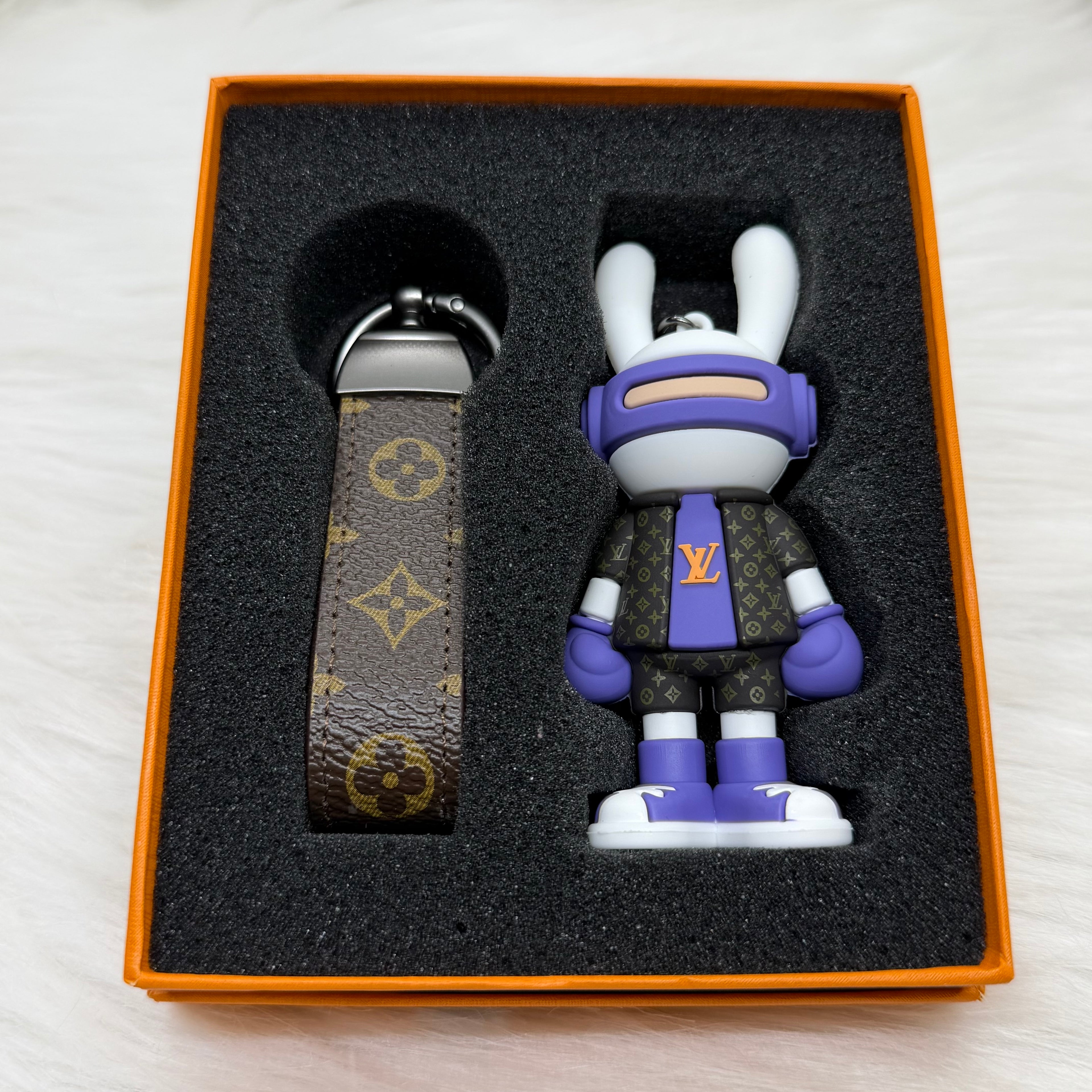 Louis Vuitton Bunny & Leather Strap Keychain |Purple|