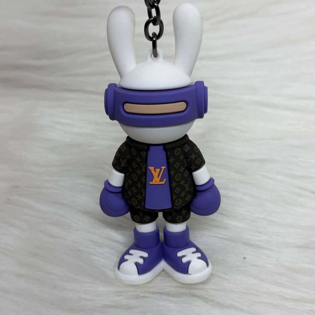 Louis Vuitton Bunny & Leather Strap Keychain |Purple|