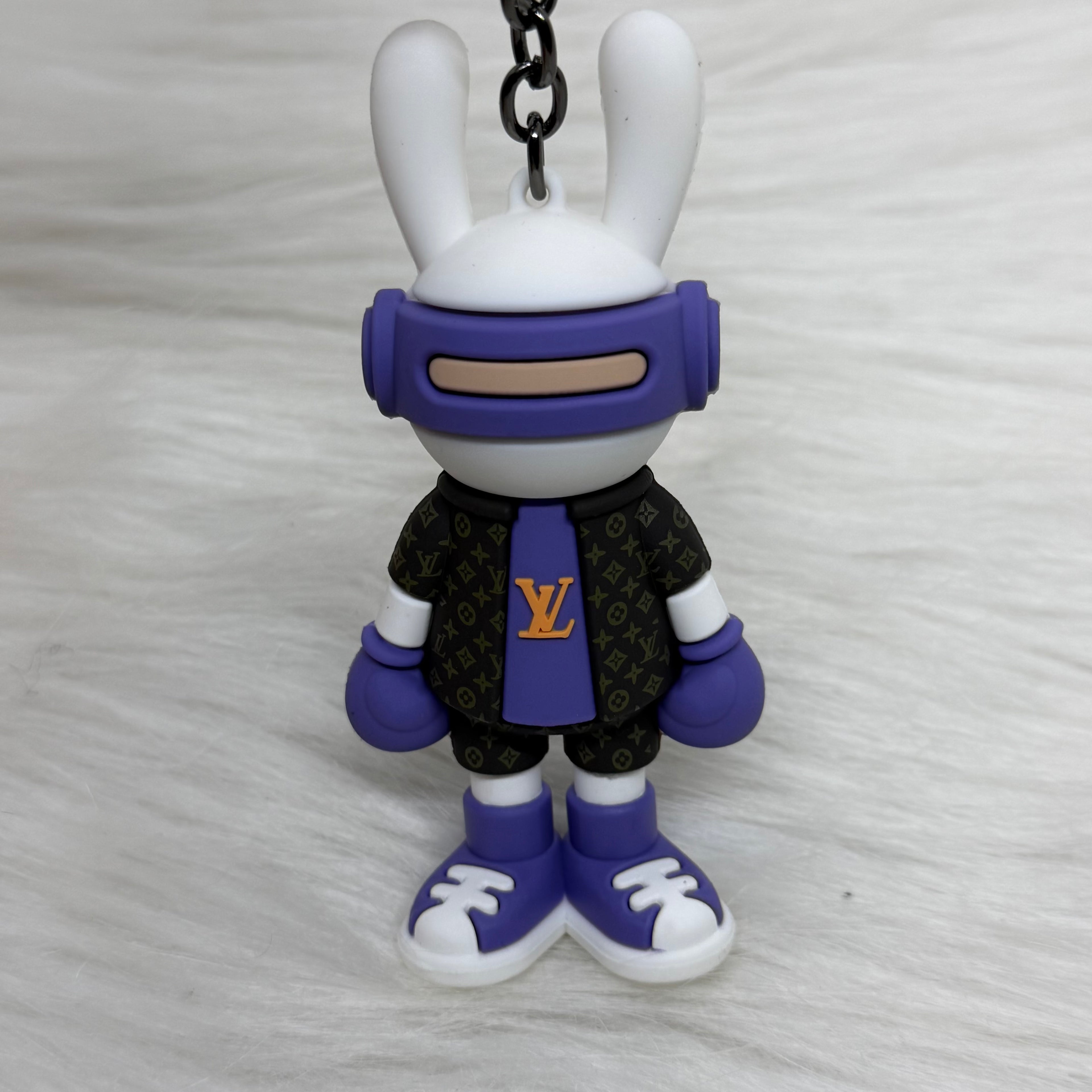 Louis Vuitton Bunny & Leather Strap Keychain |Purple|